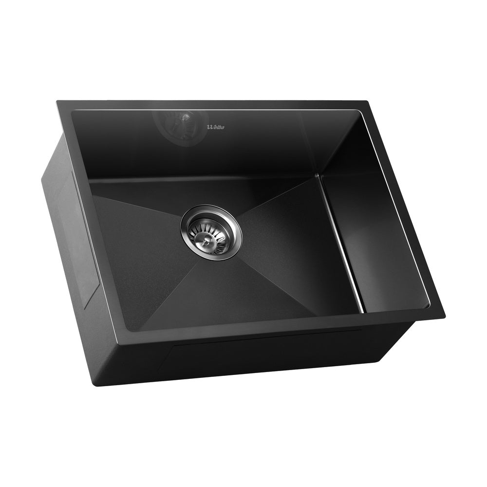 44X38CM Stainless Steel Sink Single Bowl with Waste Black
