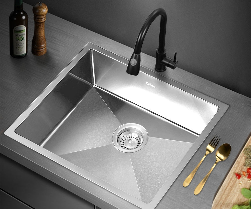 44X38CM Stainless Steel Sink Single Bowl with Waste Black