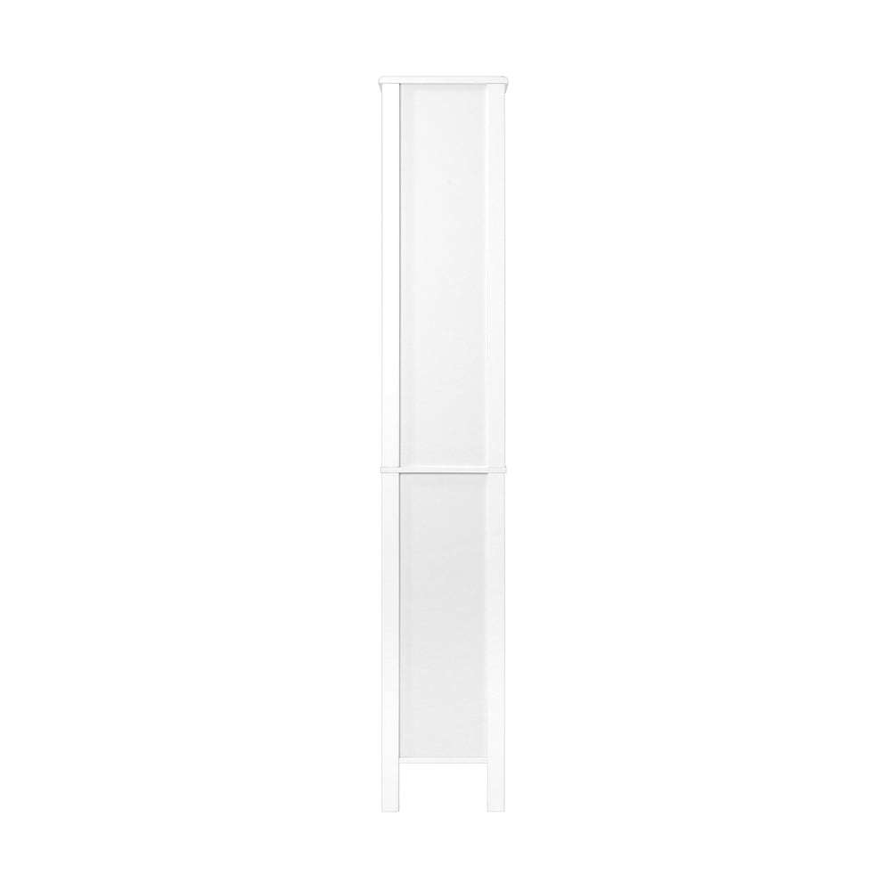 Bathroom Cabinet Storage Laundry Tall Slim Cupboard Rattan Door White