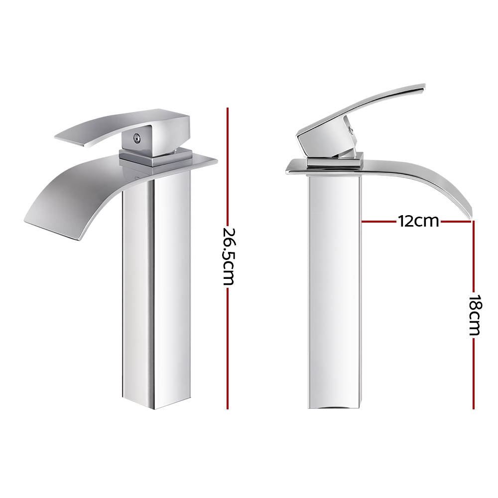 Bathroom Basin Mixer Tap Thin Tall Faucet Vanity Laundry Black