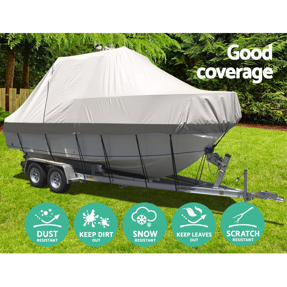 Boat Cover 25-27Ft Trailerable Jumbo Marine 600D Heavy Duty Grey