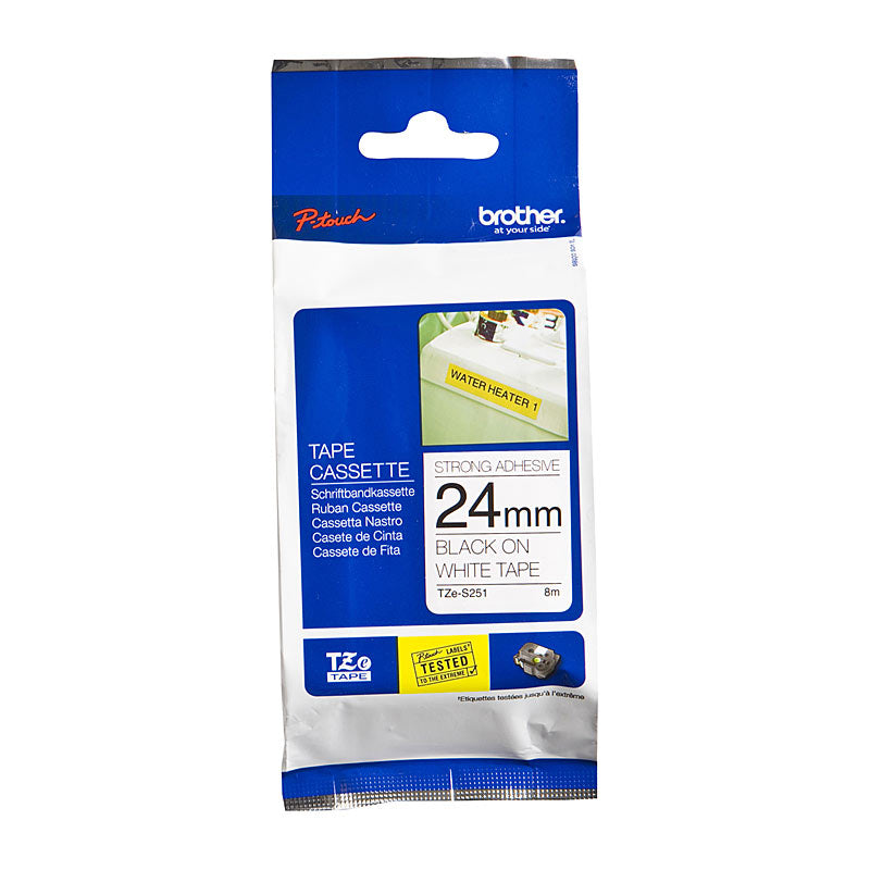 Tzes251 Labelling Tape 24Mm Black White Tape Strong Adhesive Tze Tape