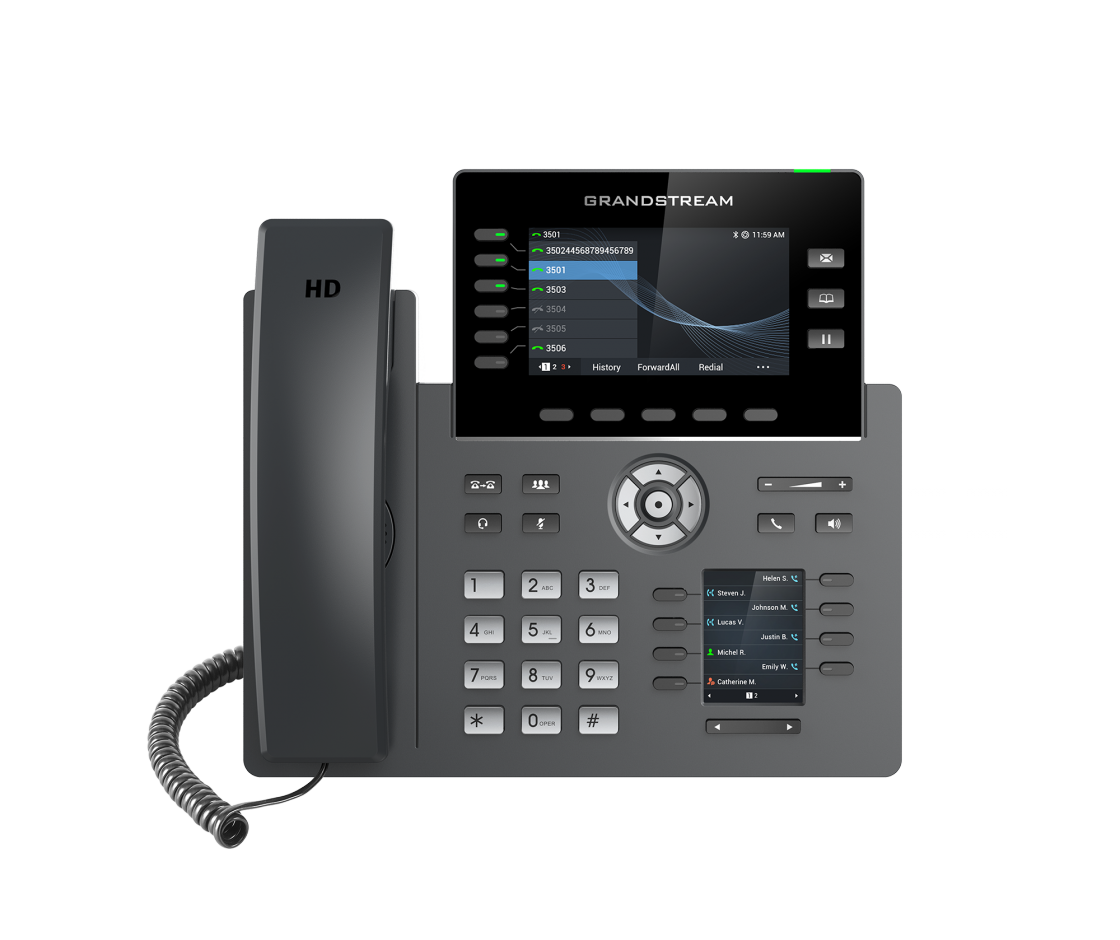 6 Line Ip Phone: Hd Audio, Colour Screen, Bluetooth+Wifi, Powerable Via Poe