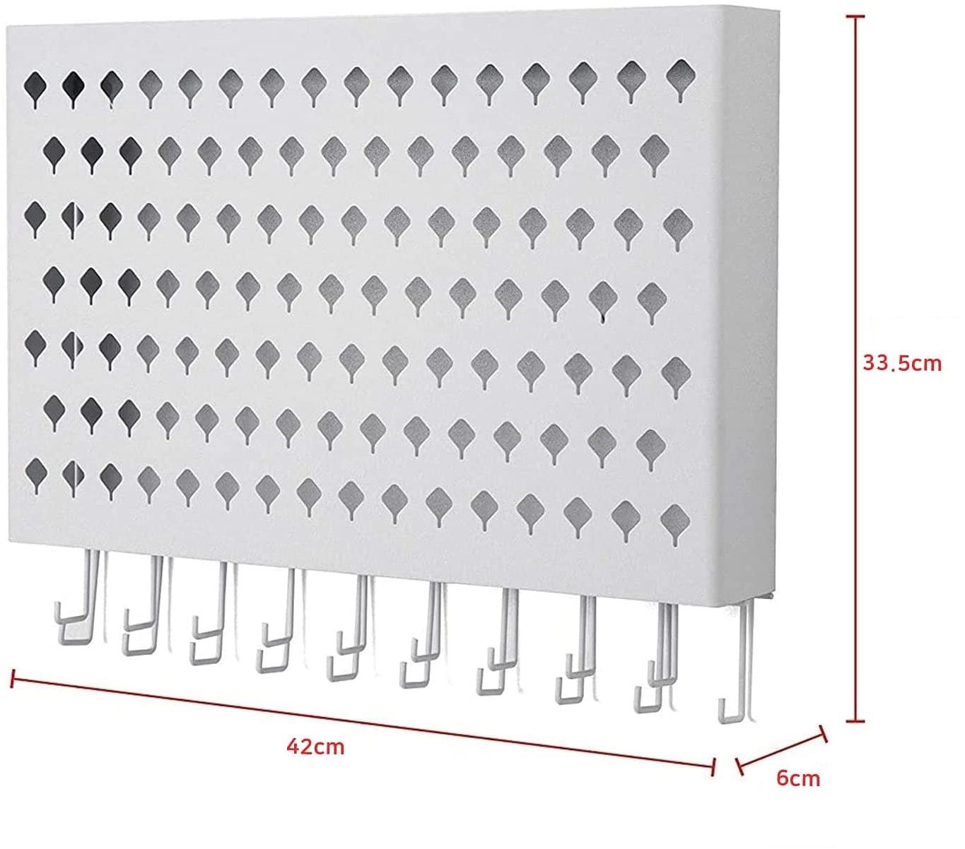 Wall Mount Jewelry Hanger With 109 Holes And 19 Hooks (White)