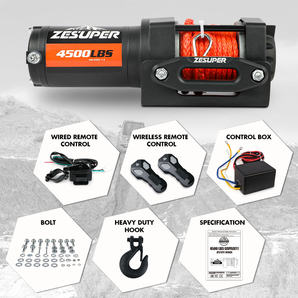 4500Lb Electric Winch 12V Wireless Portable Atv Utv Boat Trailer