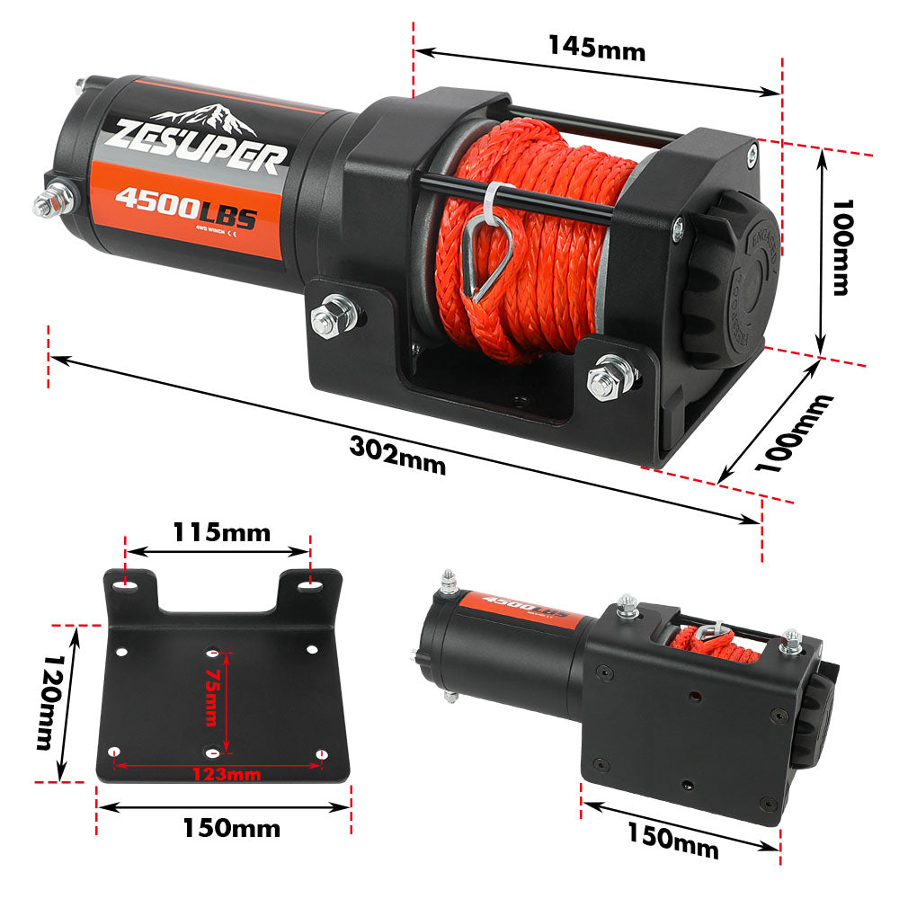 4500Lb Electric Winch 12V Wireless Portable Atv Utv Boat Trailer