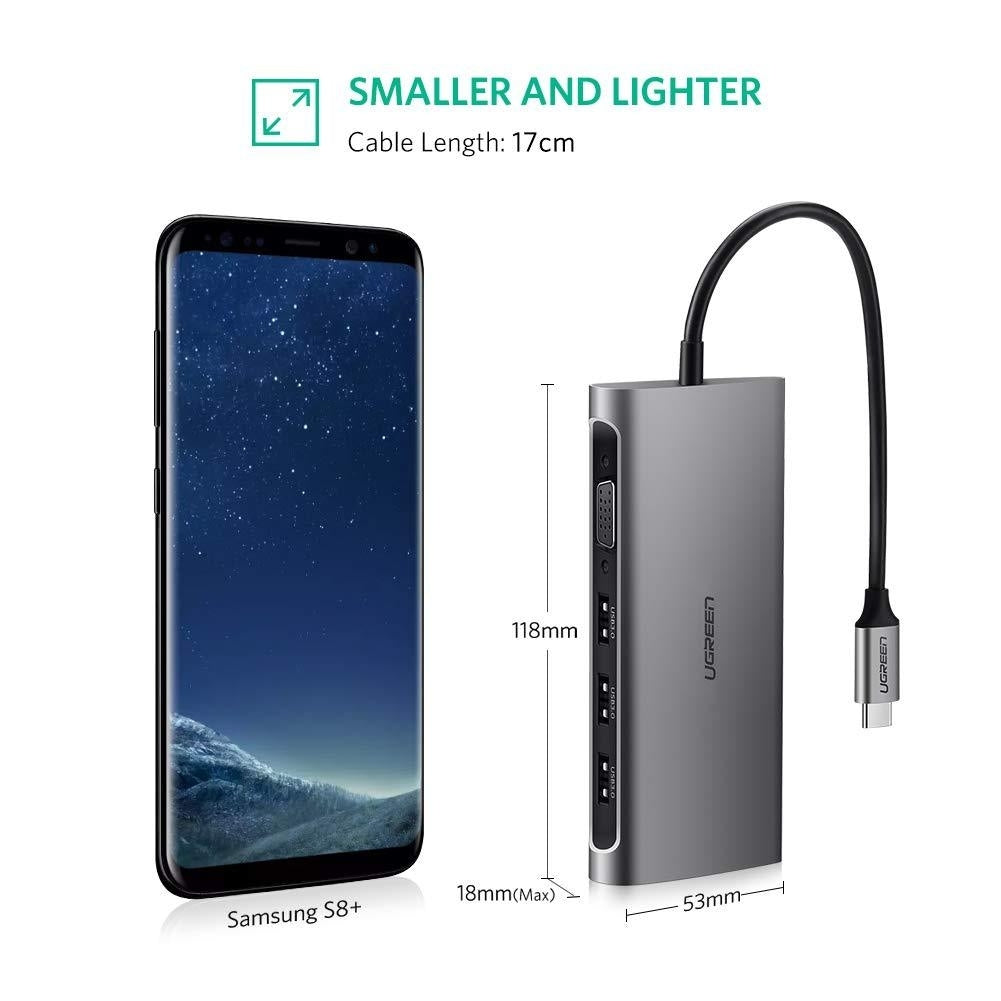 Type C 8 In 1 Multifultion Adaptor Vga/Usb3.0 X 3/Sd/Tf/Typec Pd Protoca