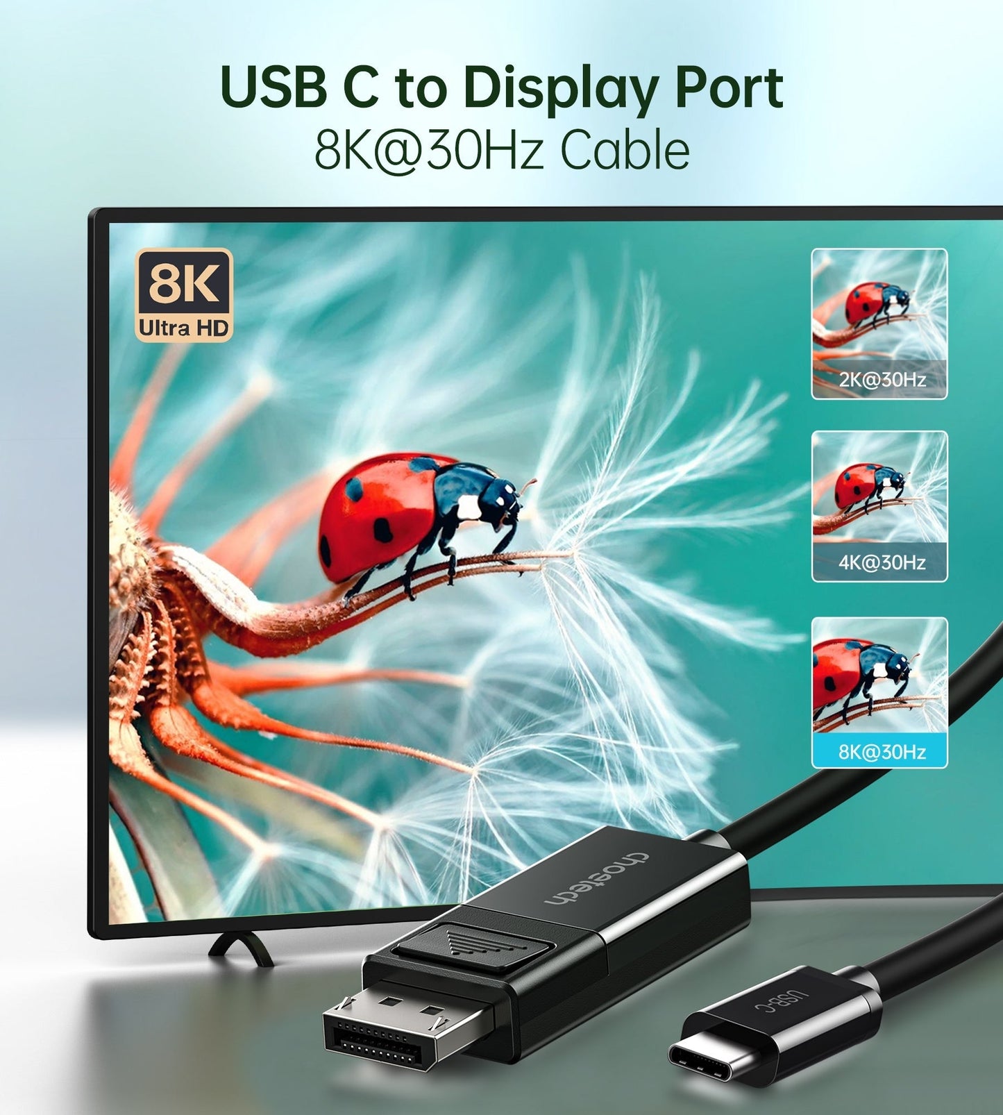 Usb-C To Displayport Cable 8K@30Hz 1.8M Two-Way