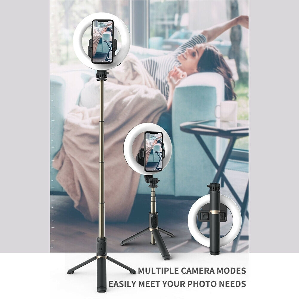 Q07 Bluetooth Ring Light Selfie Stick + Tripod Stand