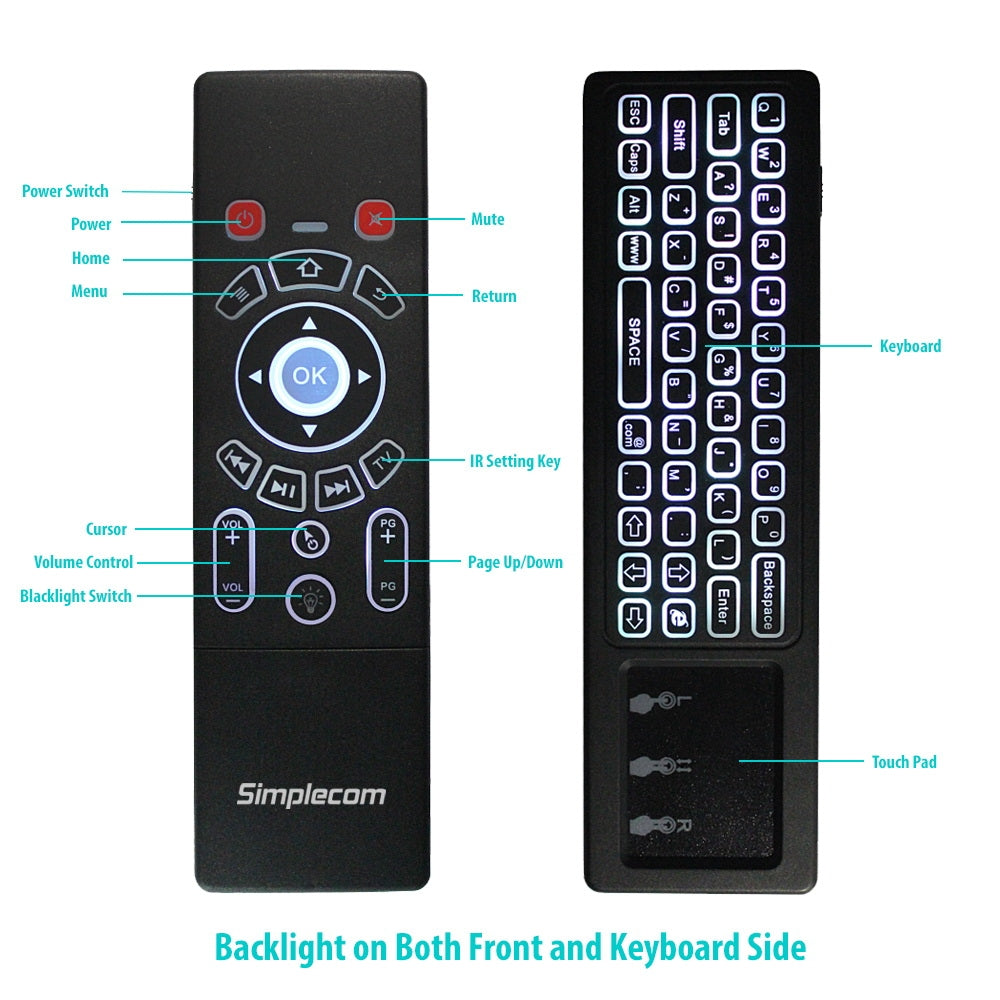 2.4Ghz Wireless Remote Air Mouse Keyboard With Touch Pad And Backlight