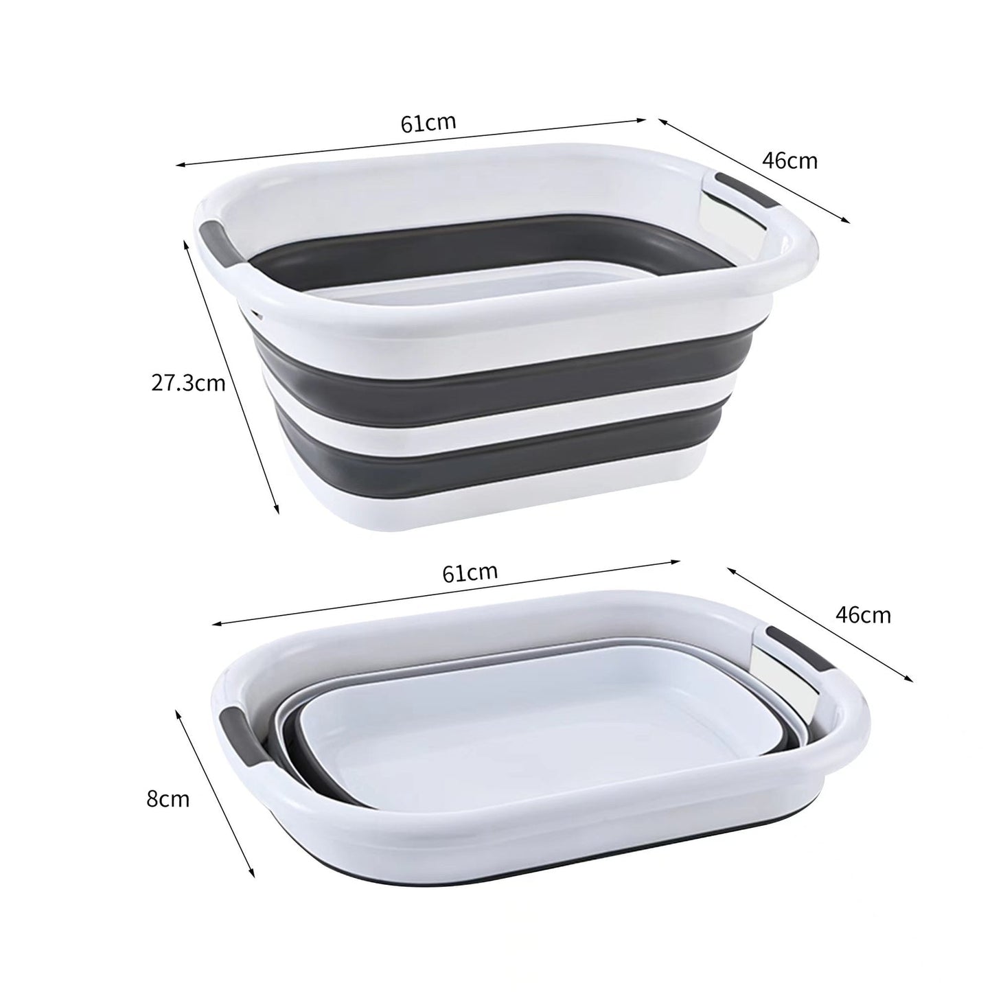40L Collapsible Laundry Basket - Grey/White