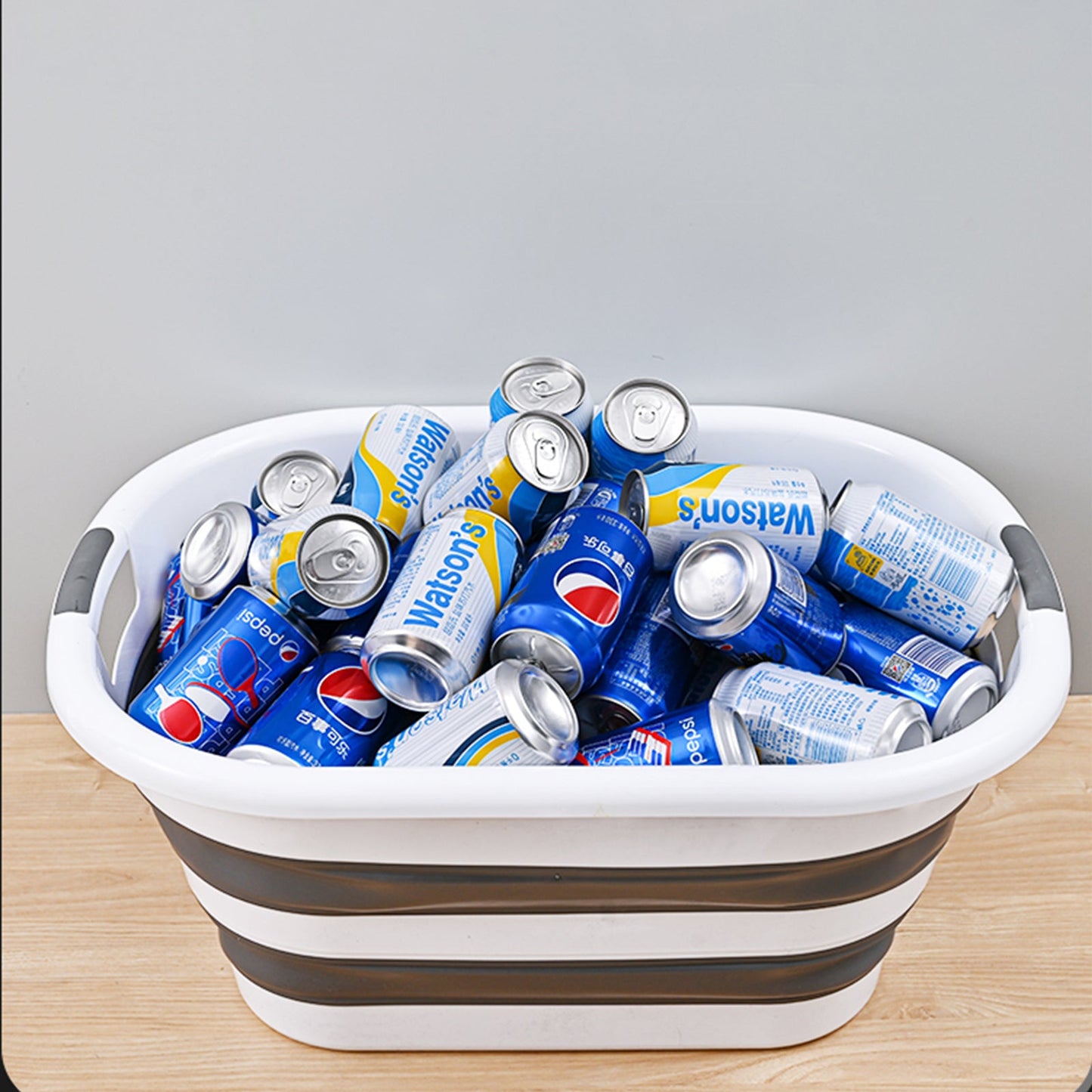 40L Collapsible Laundry Basket - Grey/White