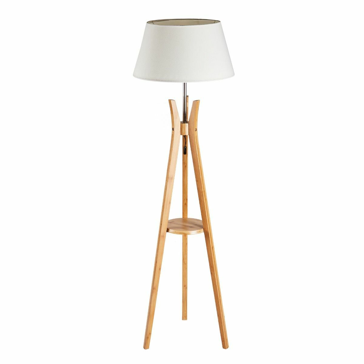 Large Bamboo Tripod Floor Lamp - Linen Shade