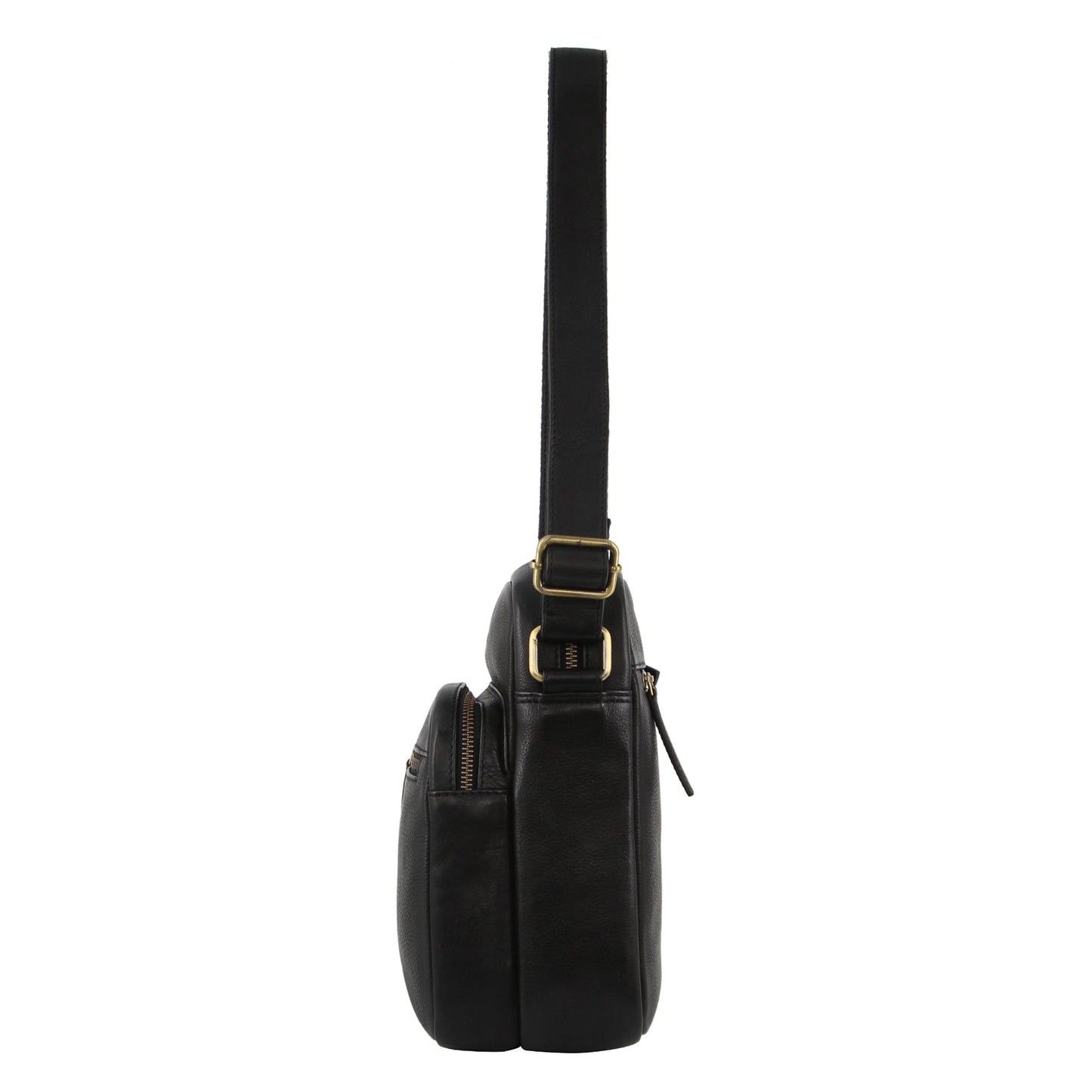 Mens Leather Cross-Body Bag Organiser - Black