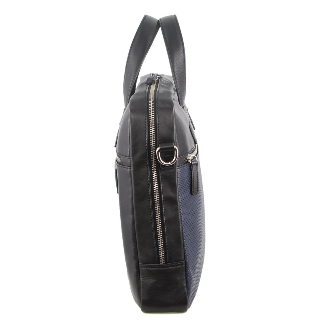 Pierre Cardin Men's Pebbled Leather 15" Laptop Bag - Black