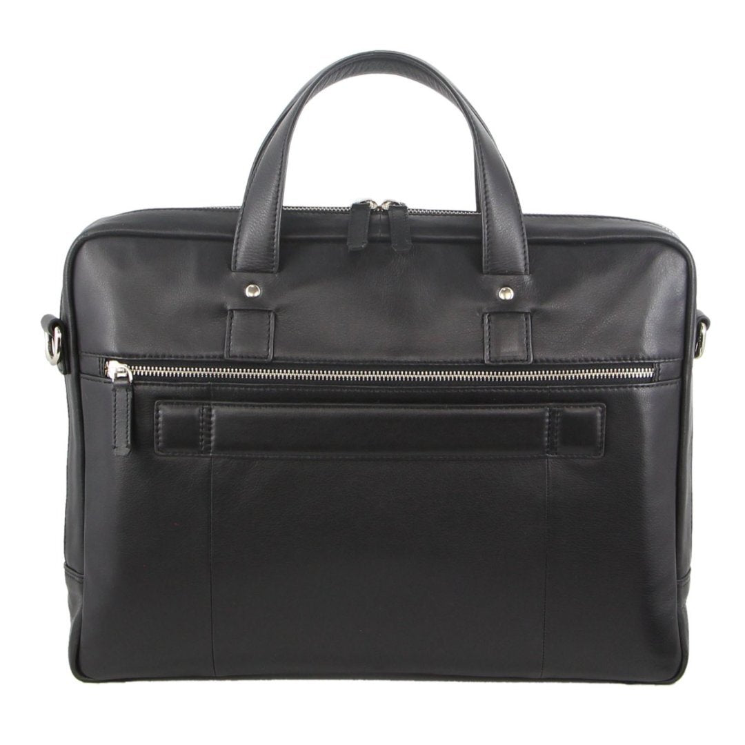 Pierre Cardin Men's Pebbled Leather 15" Laptop Bag - Black