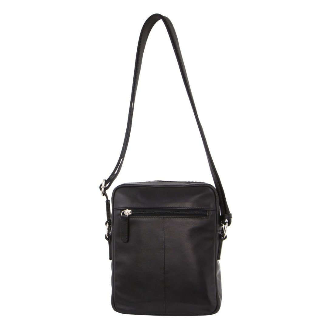 Pebbled Leather Organizer Bag Cross Body - Black/Navy