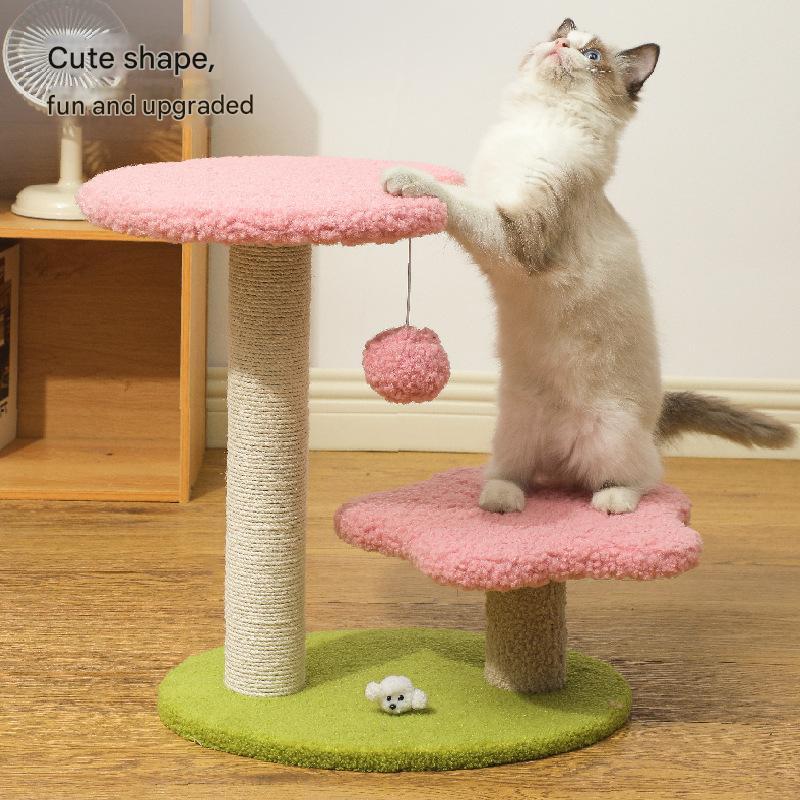 Compact Cat Climbing Frame with Dual-Level Sisal Posts and Playful Design