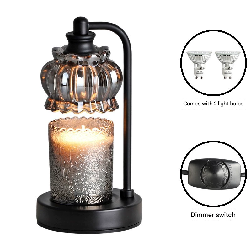 Elegant White Candle Warmer Lamp - Vintage Glass Shade & Dimmer