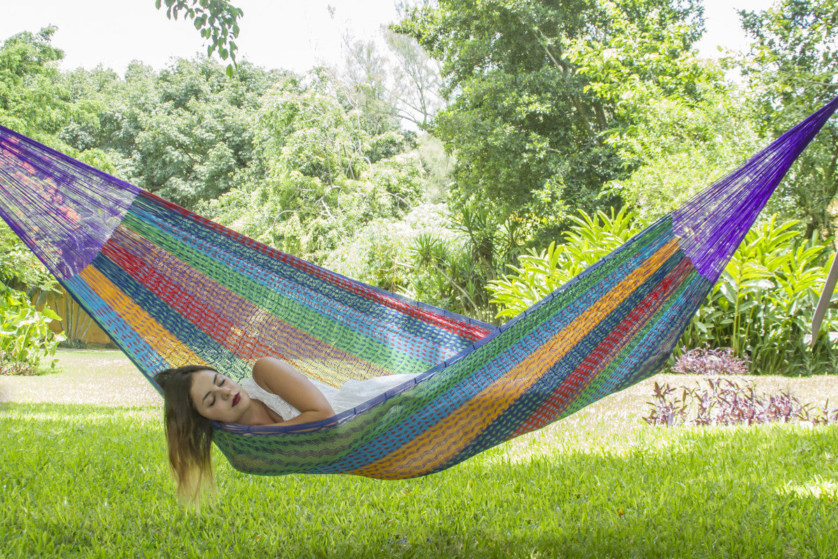 Queen Size Cotton Mexican Hammock in Coloring Color