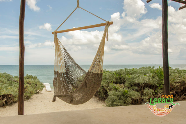Extra Large Outdoor Cotton Mexican Hammock Chair in Dream Sands Colour
