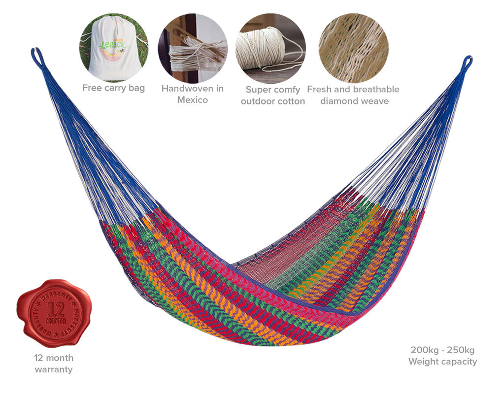 Jumbo Size Outdoor Cotton Mexican Hammock in Mexicana Colour