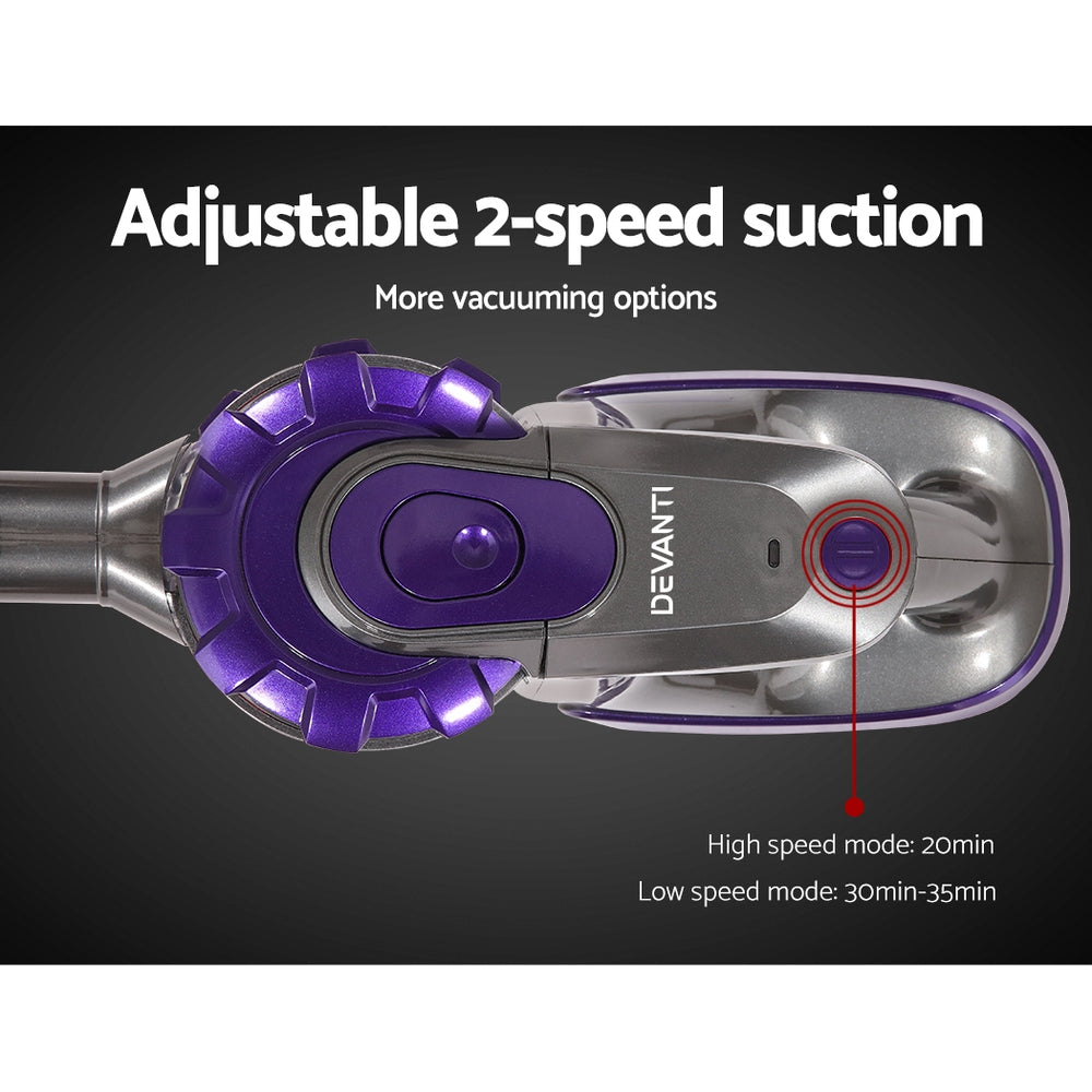 Durable Devanti Cordless Vacuum Cleaner with Roller Brush - 150W