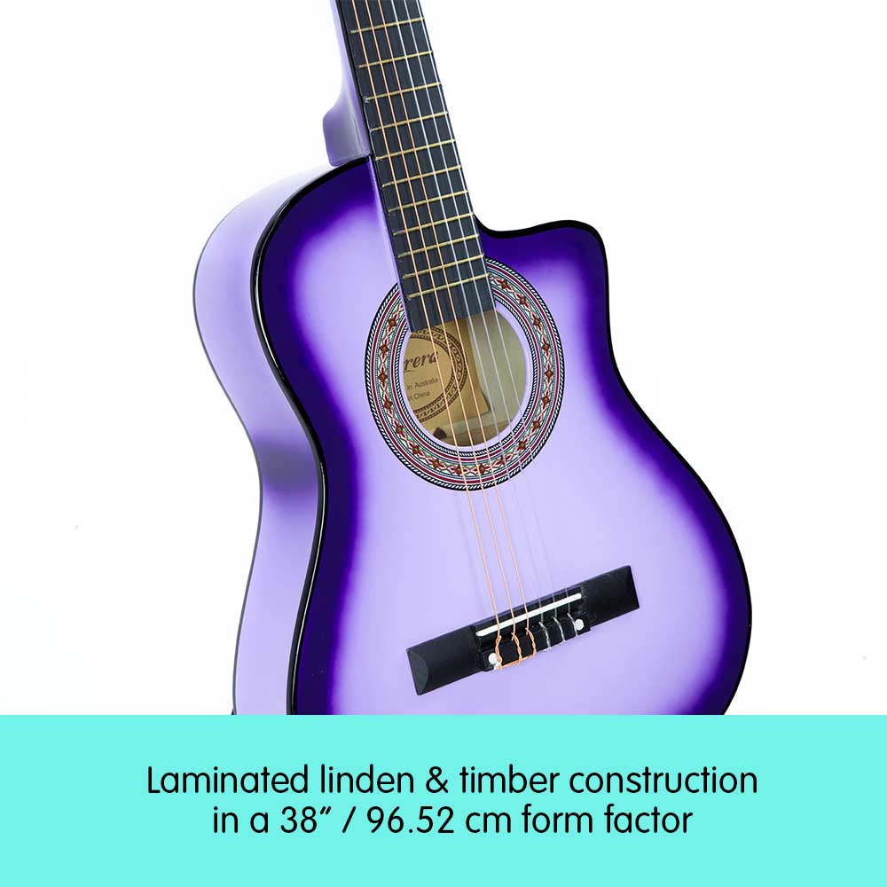 38in Cutaway Acoustic Guitar with guitar bag - Purple Burst