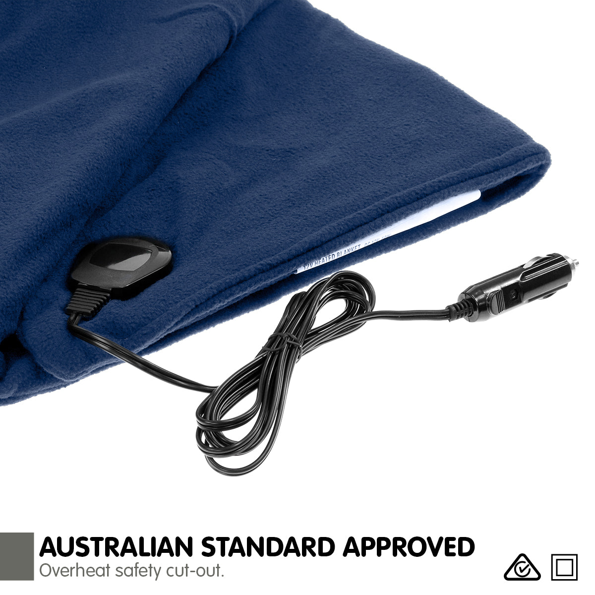 Heated electric car blanket -navy blue