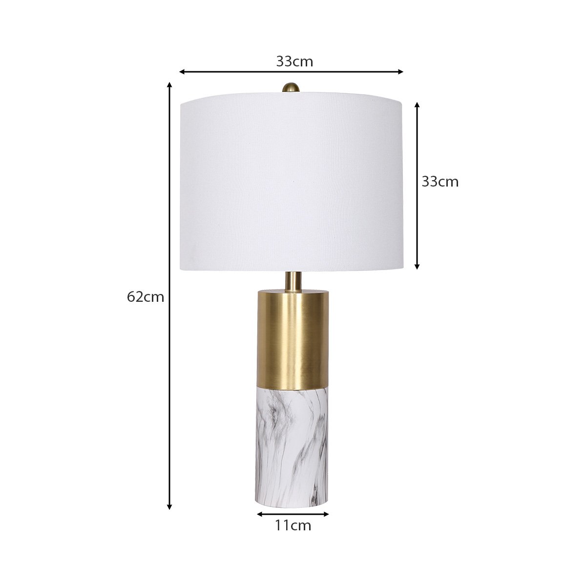 Modern Simplicity: White Metal and Marble Table Lamp