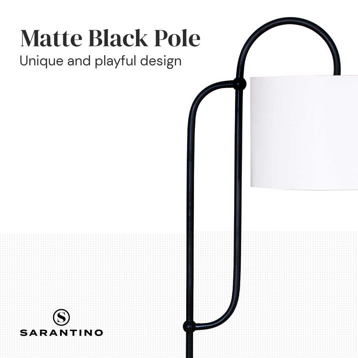 Metal Floor Lamp with Marble Base & Off-White Shade