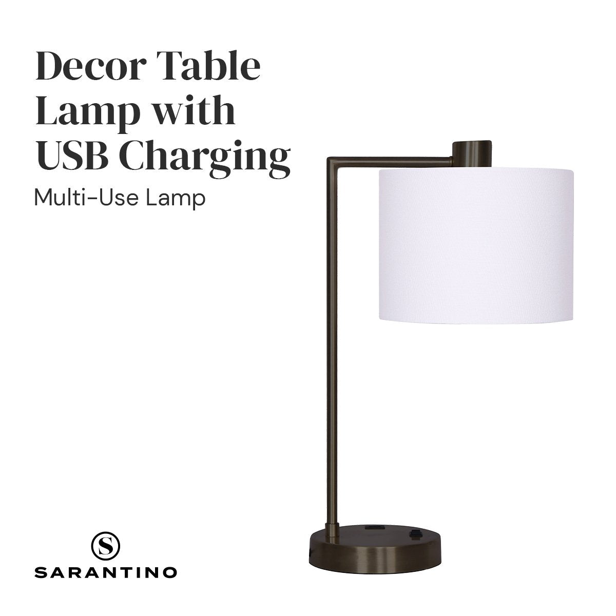 Metal Task Lamp with USB Port - Bronze