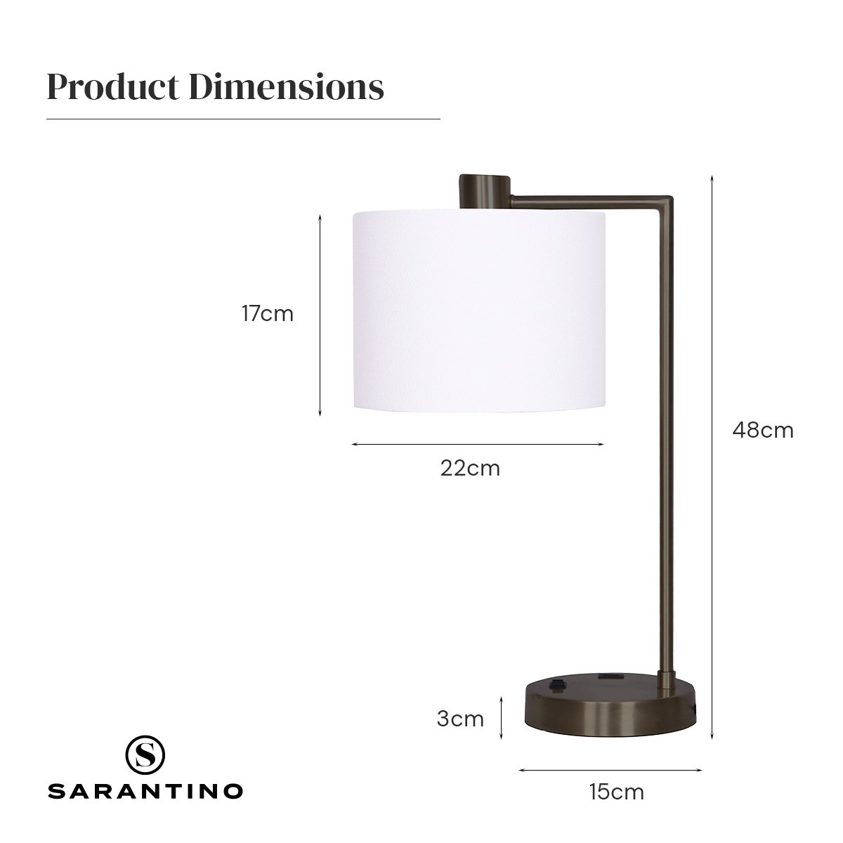 Metal Task Lamp with USB Port - Bronze