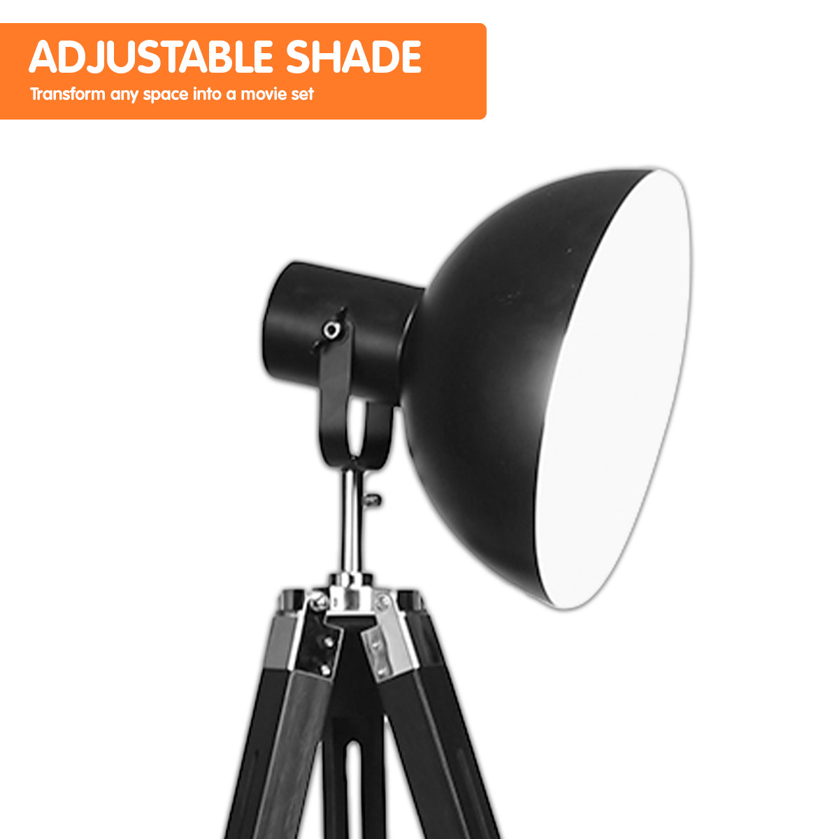 Tripod Adjustable Metal Floor Spot Lamp Black