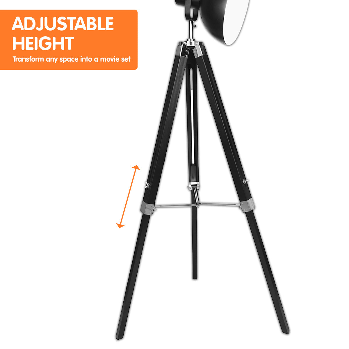 Tripod Adjustable Metal Floor Spot Lamp Black