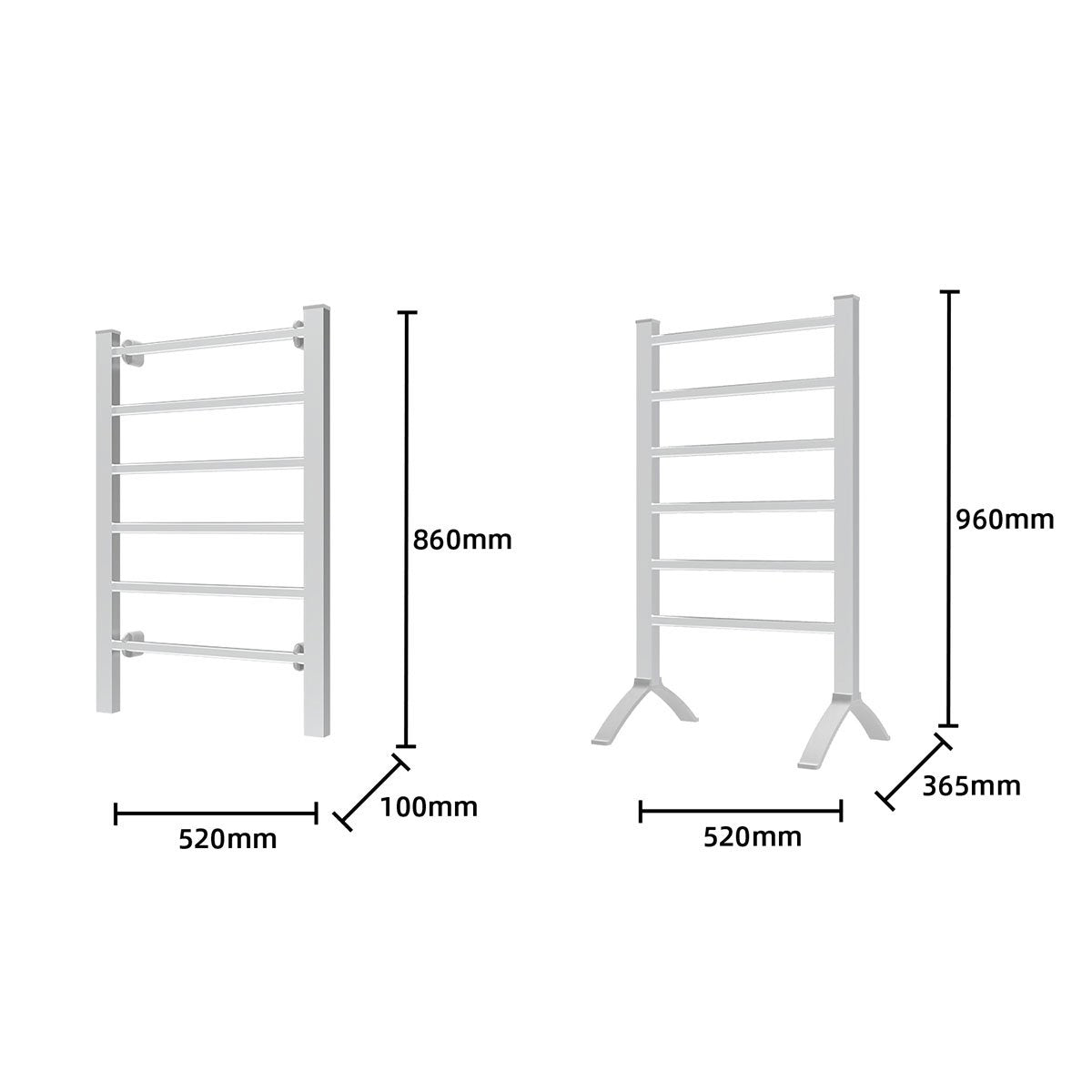 Heated Towel Rack 100W - Silver
