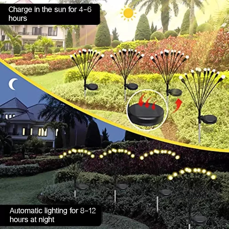 2PACK Solar Firefly Garden Light Swaying Outdoor Waterproof Lamp Landscape Decor