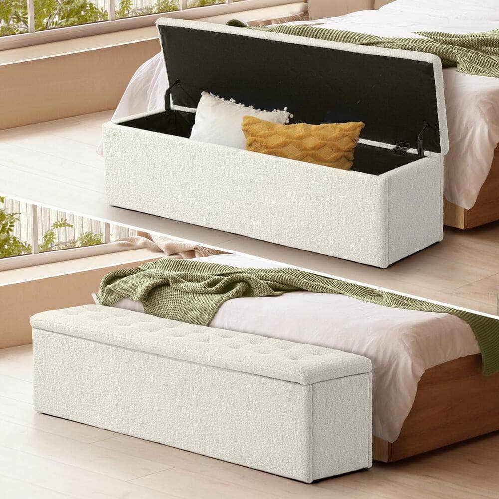 Storage Ottoman XL Sherpa White