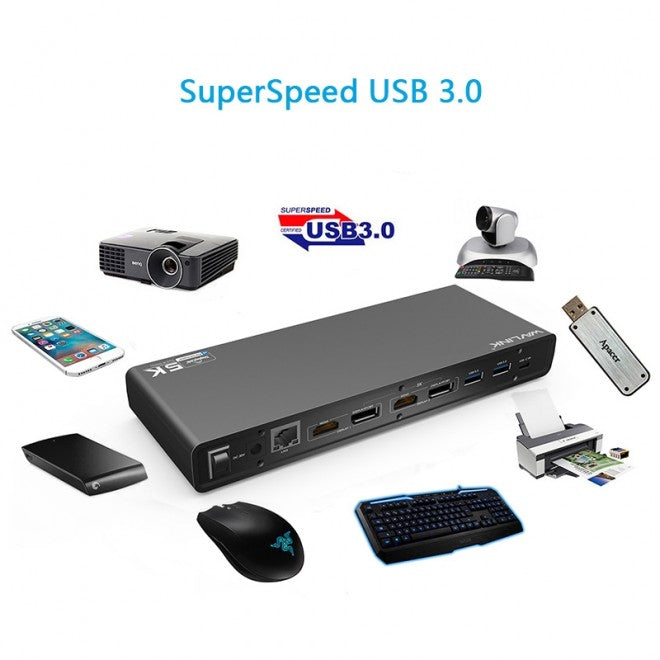 Usb-C Ultra 5K Laptop Docking Station With 6X Usb3.0