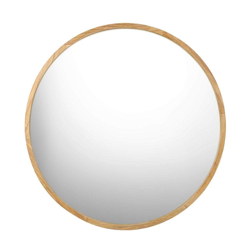 Wall Mirrors Round 80cm Wooden Set of 2