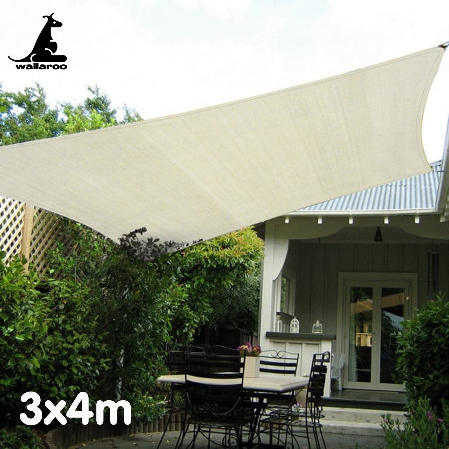 Waterproof 160GSM Outdoor Sun Shade Sail Canopy Cream