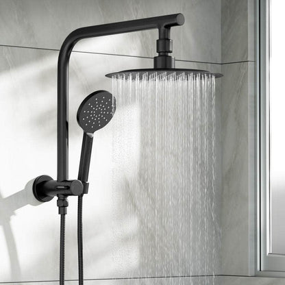 10" Rain Shower Head Set Round 3-Mode Gooseneck Black