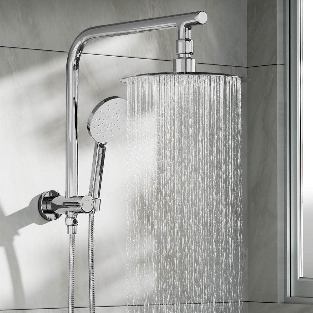 10" Rain Shower Head Set Round 3-Mode Gooseneck Chrome