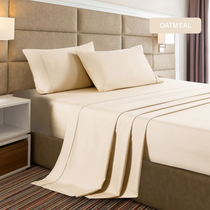 Soft touch Bamboo Cooling 2000 TC Sheet Set Double Oatmeal