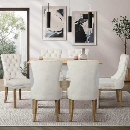 160cm Extendable Dining Table with 6PCS Chairs Velvet Beige