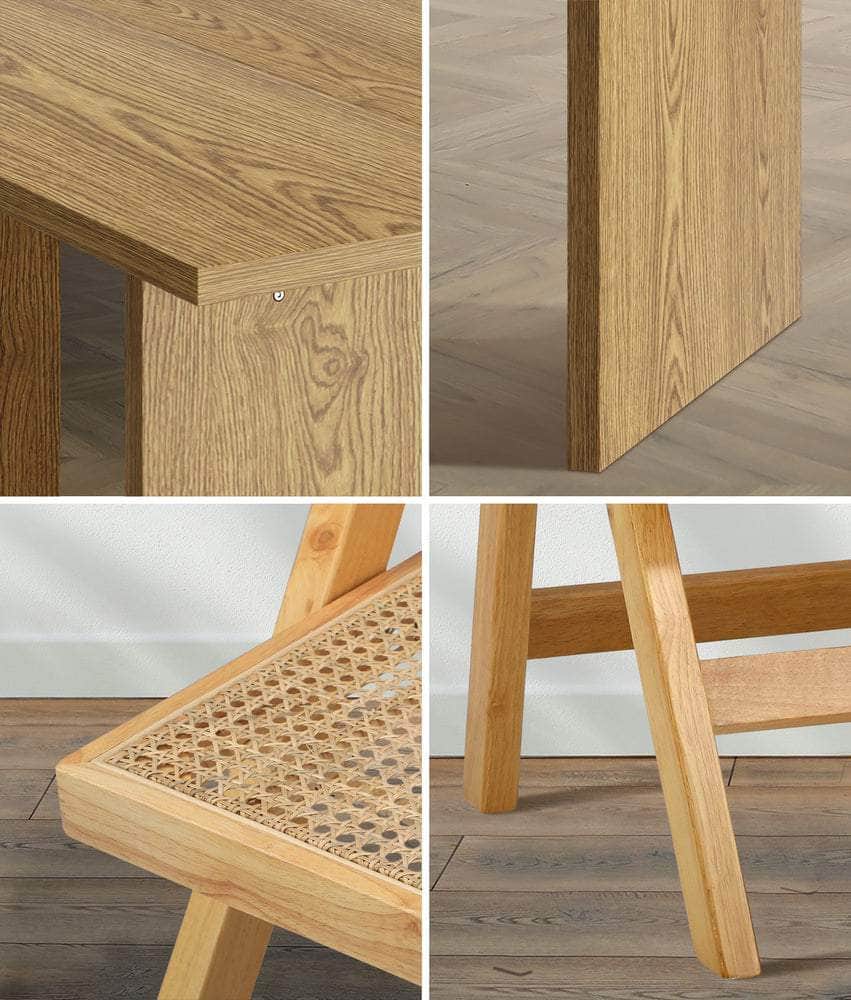 180cm Rectangular Dining Table with 4PCS Dining Chairs Foldable Natural