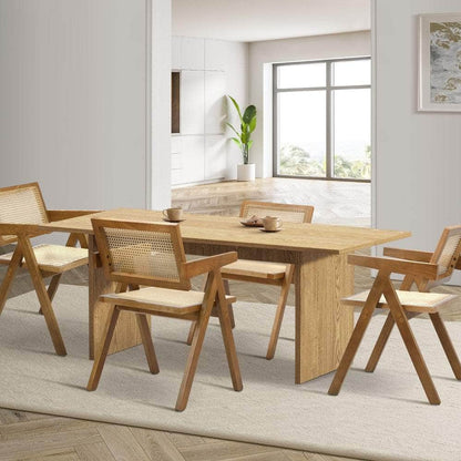180cm Rectangular Dining Table with 4PCS Dining Chairs Wooden Walnut