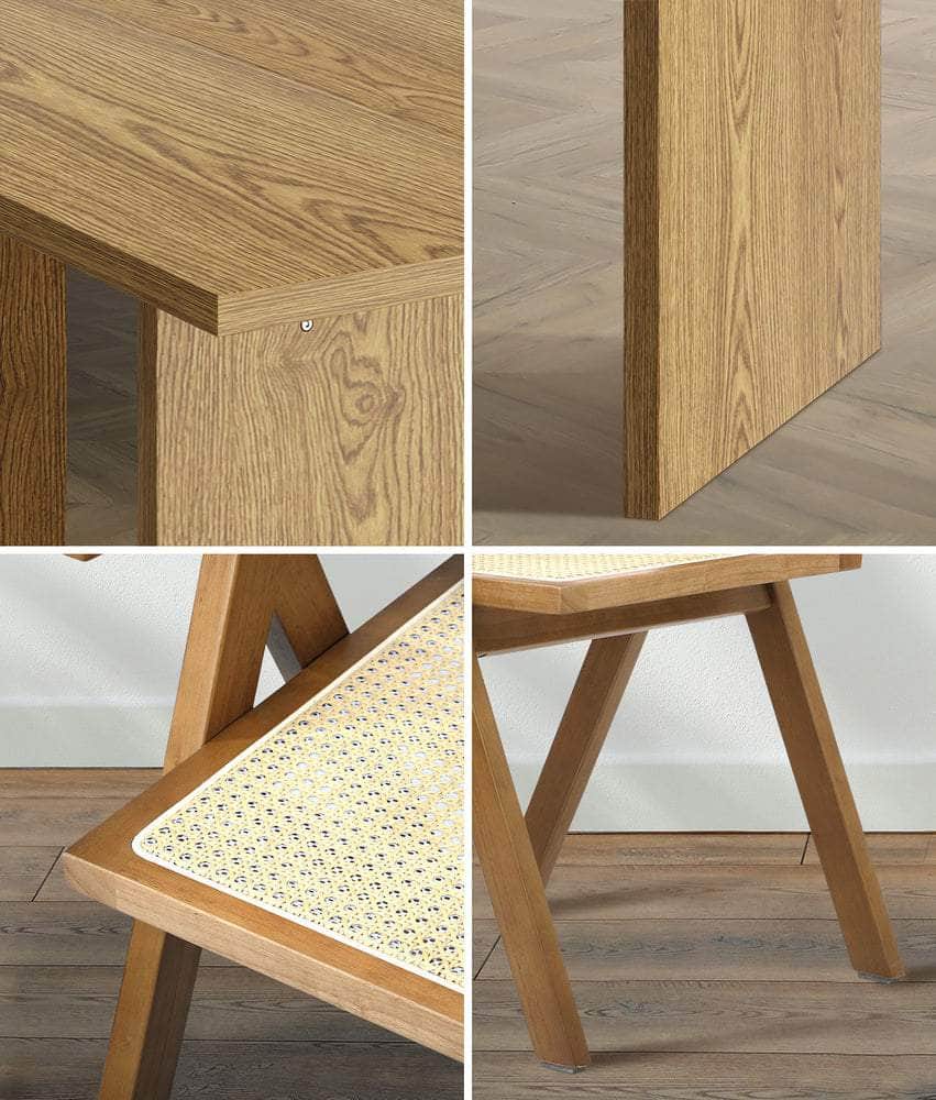 180cm Rectangular Dining Table with 4PCS Dining Chairs Wooden Walnut