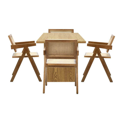 180cm Rectangular Dining Table with 4PCS Dining Chairs Wooden Walnut