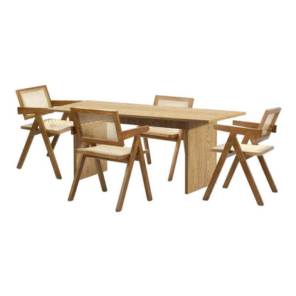 180cm Rectangular Dining Table with 4PCS Dining Chairs Wooden Walnut